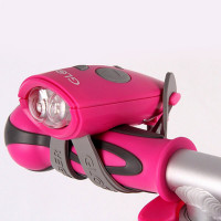 Ліхтарик і дзвінок на велосипед Led light and sounds Deep pink 525-110